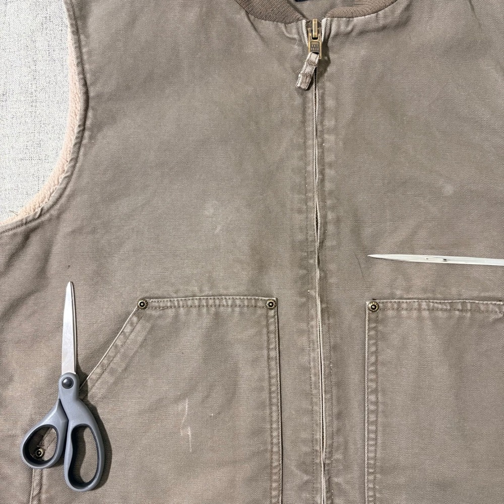 Polar King By Key Me Vest LR Brown Sherpa Lined Canvas Workwear - Picture 6 of 8